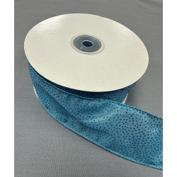 Organza Wired Ribbon Glitter Turquoise 2" 20y.
